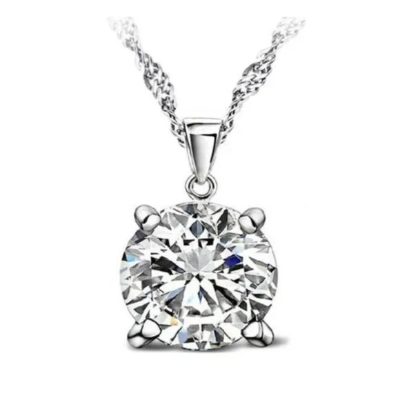 ⭐4pc Bundle Sale⭐ Round Diamond Set Pendant And Earrings w 18" Chain 925 Silver - Picture 3 of 5